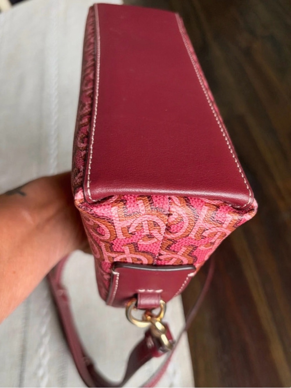 COACH MADI Crossbody w Rouge Pink Canvas & Leather Monogram Print CF343 - Picture 8 of 14